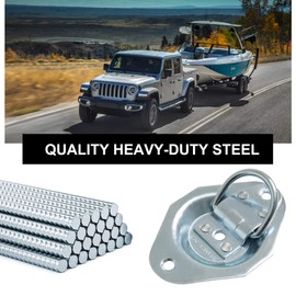 Lonffery 6 Pack Recessed D-Ring Tie Down Anchors (1200 lb. Capacity), Heavy Duty Kit for Tie Down Straps, Car, Cargo Truck Bed, Silver