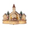 Lumineo LED Wood Village Church with Train Scene, Music and
