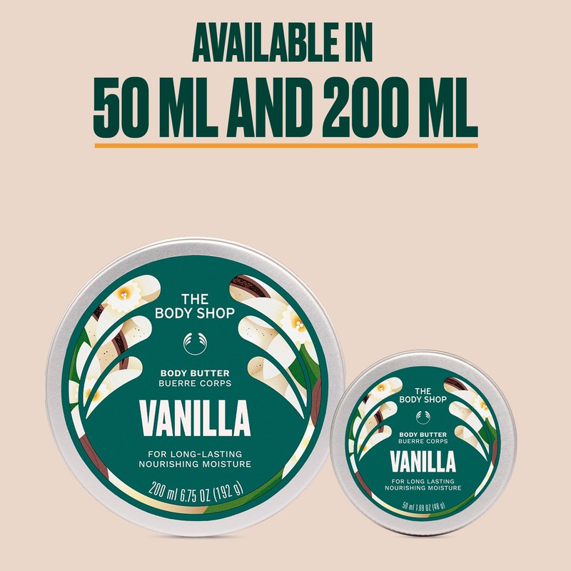 The Body Shop Vanilla Body Butter, Rich Hydrating Moisturiser, 50ml