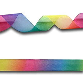 2 Yards (1.82 metres) Gradient Rainbow Organza Ribbon 25mm Wide, Ideal for Craft Projects, Scrapbooking, DIY Hair Bows, Present Wrapping etc.