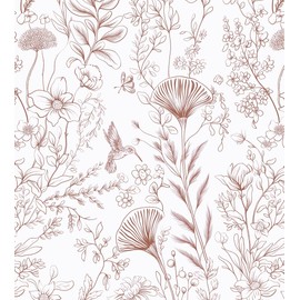 CiCiwind Peel and Stick Wallpaper Pink and White Floral Wallpaper Boho Self Adhesive Removable Wallpaper for Bedroom Bathroom Kitchen 17.3”×78.7”