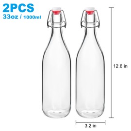 33OZ Swing Top Glass Bottles,2 Pack with Airtight Closures for Homemade