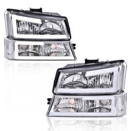 ALLGOOD LED DRL Headlights,Fit for Chevy Silverado 1500 2500 3500 & HD 2003-2006,Fit Avalanche 1500 2500 03-06(Fit No Cladding only),Fit Chevy Silverado Classic 2007,Clear Lens Chrome Housing