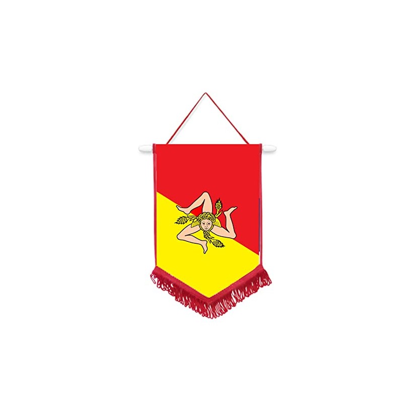 Sicily Italy Car/Wall Pennant With Red Border Great Souvenir