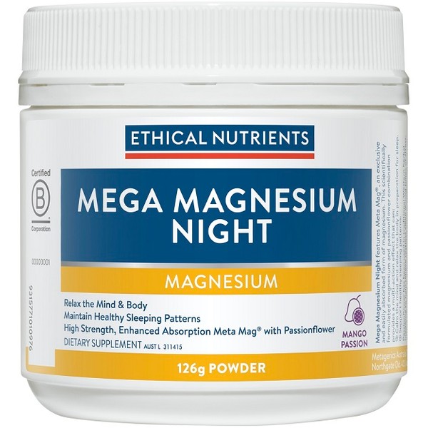 Ethical Nutrients Mega Magnesium Night 126g - Mango Passion