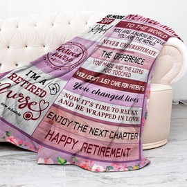 Nurse Retirement Gifts for Woman 2026 Retired Gifts for Women Retirement Party Decorations Coworker Leaving Farewell Goodbye Gifts Retired People Nurse Coworkers Friends Throw Blanket 60inx50in