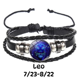 BlingNuts Leo Zodiac Signs Bracelet for Women Men Adjustable 12 Constellation Bracelet Multilayer Leather Bracelets Zodiac Sign Wrap Bracelet for Birthday Jewelry