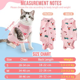 Eyein Cat Recovery Suit, Comfortable Cat Surgery Recovery Suit, Cone Collar Alternative for Female Male Cats, Kitten Onesie Pet Surgical Spay Recovery Suit for Abdominal Wound Skin Diseases(Pink,L)