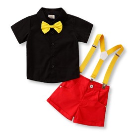 Lezalic Suspenders, Children's Clothes, Costume, Setup, Outing, Short Sleeve, Commemorative Photo, Size 80
