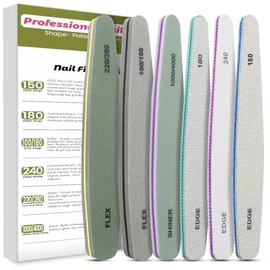 Professional Nail File Set Double Sided Grit 100/150/180/220/240/280/1000/4000 Buffer Emery Board Manicure Tools For Nail Grooming and Styling, Acrylic Gel Nail Buffer File Block Nail Polisher 6 Pcs