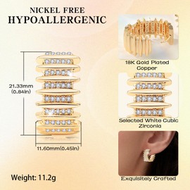 Richapex Gold Hoop Earrings for Women Trendy 18K Gold Plated Chunky Twisted Gold Hoops Sutds with Cubic Zirconia (Chunky Hoop Earrings)