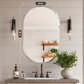 Brightify Oval Bathroom Mirrors for Over Sink, 24x36 Frameless Bathroom Mirror, Beveled Frameless Oval Mirror for Bedroom, Living Room, Entryway, Vanity