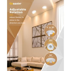 Ensenior 12 Pack 4 inch Gimbal Led Recessed Light with Night Light, 90° Adjustable Directional Eyeball Lighting, Dimmable, 2700K/3000K/3500K/4000K/5000K, 700LM, 9W=85W-FCC Certified
