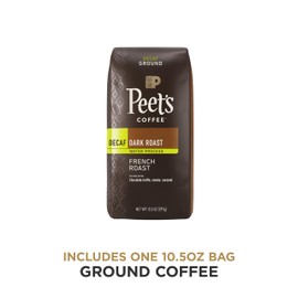 Peet's Coffee, Dark Roast Ground Coffee - Decaf French Roast 10.5 Ounce Bag