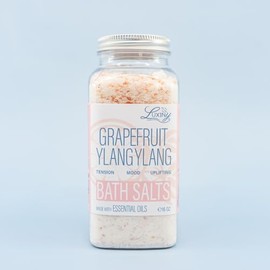 Bath Salts for Women, Relaxing Sea Salt Bath Soak with Moisturizing Almond Oil and Essential Oils, Made in The USA by Luxiny, 16 oz. (Grapefruit)