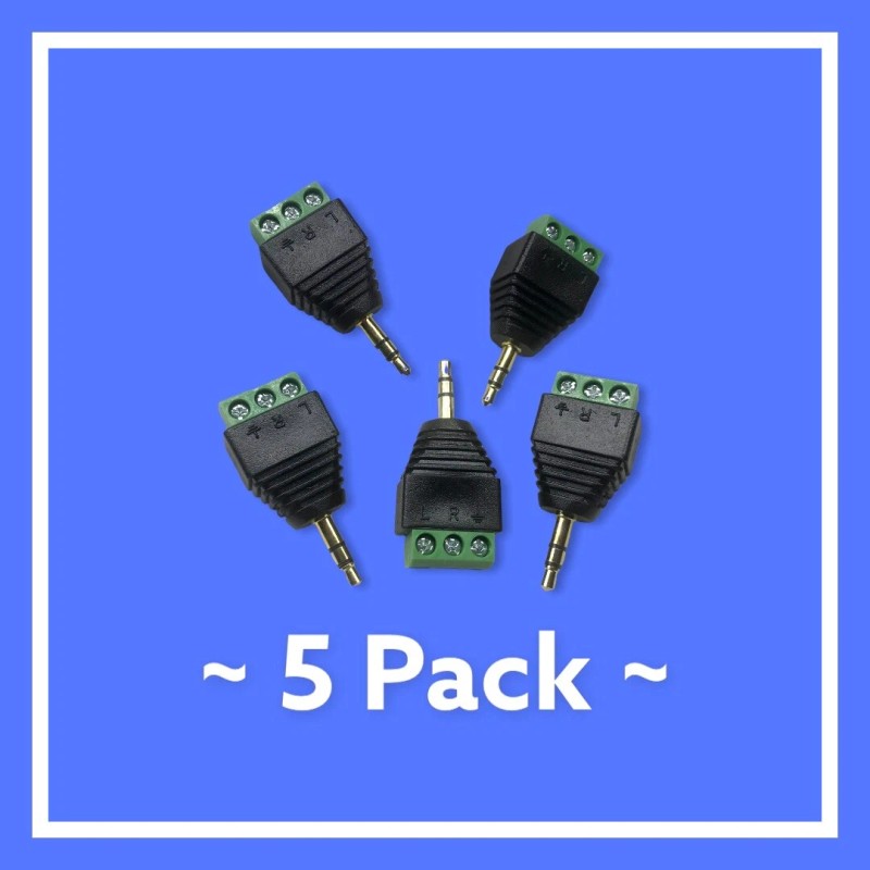 Unbranded 5-PACK 3.5mm 1/8" Stereo Male Plug to AV 3-Screw