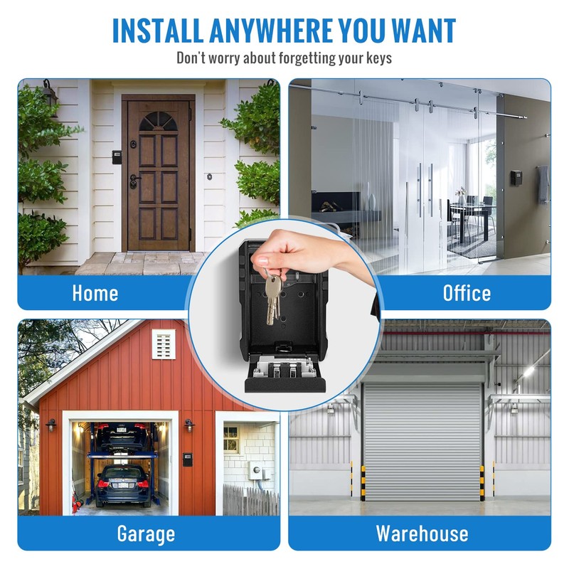 NEWIROVE Large Key Safe Wall Mounted Key Cabinet with Combination