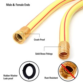 Solution4Patio Short Yellow Garden Hose 5/8 in. x 4 ft. -Heavy Duty Durable Flexible Lightweight Water Pipe -Brass Aluminum Ends for Household & Yard Use -Kink Free, No Leaking, Both Female Fittings