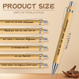 Faccito 24 Pcs Inspirational Bamboo Ballpoint Pens Motivational Quotes Wood Bamboo Pens Encouraging Messages Black Ink Pen for Office Employee Students Teacher Adults Kids Gift Writing School Office