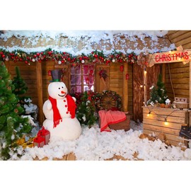 YongFoto 8x6ft Vinyl Christmas Backdrop Photography Outdoor Decoration Snowman Christmas Tree Backdrops for Photography Photo Shoots Photo Background Studio Props