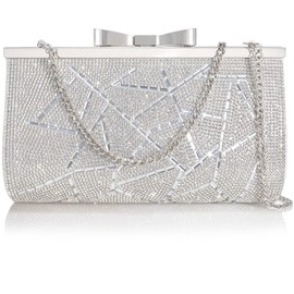 Sumnn Evening Clutch Bag Rhinestone Crystal Bride and Bridesmaid Wedding Party Formal Purses for Women Silver