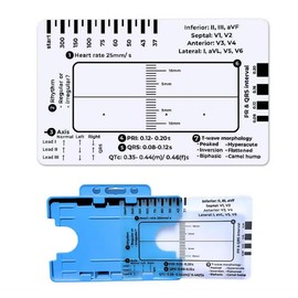NHQZ 1 x ECG 7-step ruler, ECG ruler, plastic ruler, measuring tool for ECG interpretation, transparent portable ECG reference tool, plastic ruler, measurement evaluation tool, ECG card, a