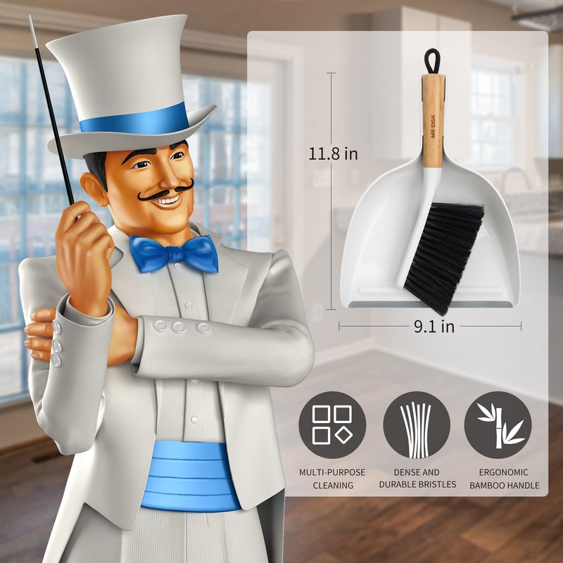 MR.SIGA Dustpan and Brush Set, Portable Cleaning Brush and Dustpan