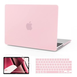 B BELK Compatible with MacBook Pro 14 inch Case 2025 2024 2023 2022 2021 M4 A3112 A3185 A3401 M3 A2918 A2992 M2 A2779 M1 A2442, Plastic Hard Shell Case + Keyboard Cover + Screen Protector, Baby Pink