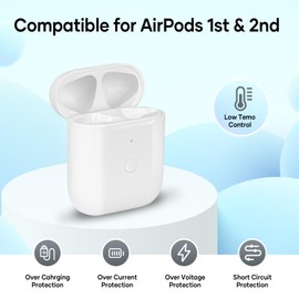Compatible for AirPods Charging Case Replacement AirPod 1st 2nd Generation 550mAh with Wireless Charging Bluetooth Pairing Sync Button (No Earbuds) (for AirPods 1st 2nd)