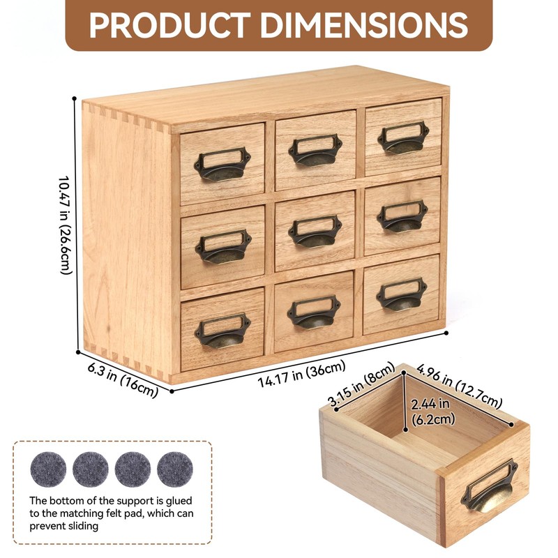 KIRIGEN Wood Drawer Organizer Desktop Storage Cabinet Box Drawers for