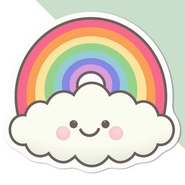 Azeeda Mittel 100mm 'Glückliche Regenbogen-Wolke' Permanente Aufkleber (DW00030230)