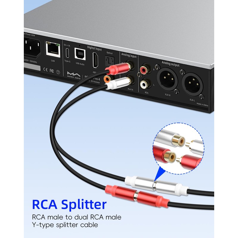 GELRHONR 2Pack 2RCA to 2RCA Cable 1FT, Short 2 RCA