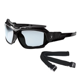 Ergodyne Skullerz Loki Convertible Safety Glasses, Indoor/Outdoor Lens-Includes Gasket and Strap to Convert to Goggle