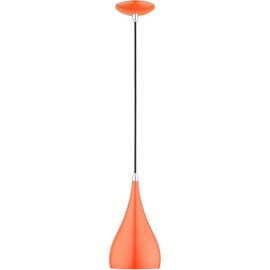 Metal Shade - 1 Light Mini Pendant in Metal ShadeCoastal Style - 6.25 Inches Wide by 17 Inches high-Shiny Orange/Polishe