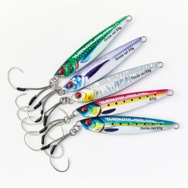 OCEAN CAT Jig Slow Pitch Jigs Flat Fall Jigging Lures Sinking Jig Lead Metal Jig Baits with Hook for Saltwater Fishing (#86-90:5 Colors Comboset, 40G)