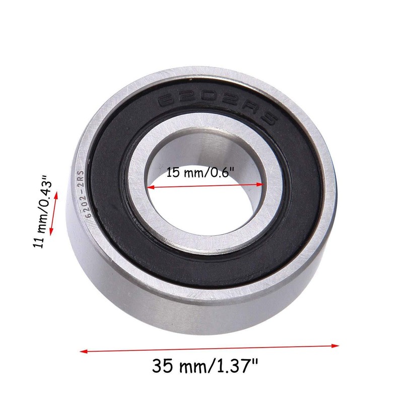 Donepart 6202RS Bearings 15mm ID, 35mm OD, 11mm Thick 6202-2RS