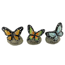 Gerson Spring Butterfly Messages on Stone Decorative Figurines - Set of 3