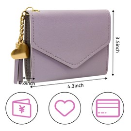 AdiStylinno Small Wallet for Women, Triple-fold Slim Laides Wallet Purse with ID Window Multi-Card Slots Cute Card Holder Wallet with Tassel and Metal Pendant (A, Pink)