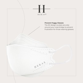 HEKAS ® 5 Pack Face Mask ffp2, 3 Ply UK certified, IIR Filter Efficiency ≥ 99%, Face Masks to Protect - Dust & Bacteria, Disposable Face Masks for Men, Women, With Ultra Soft Earloops, White