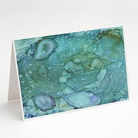 Caroline's Treasures Abstract Crabs and Oysters Greeting Cards and Envelopes Pack of 8