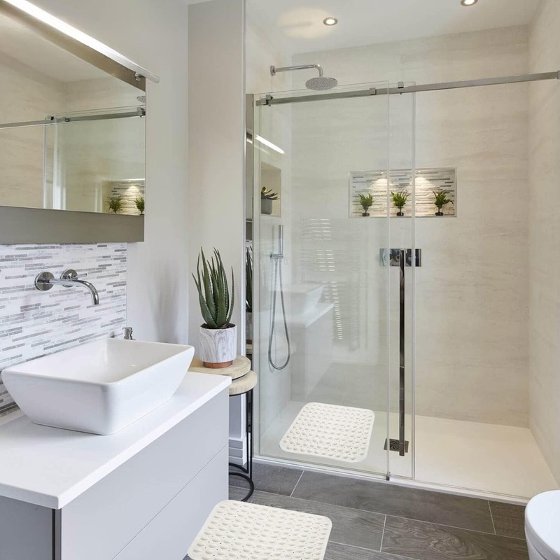Shower Mat, 48 x 48 cm, Non-Slip Square Shower Mat,