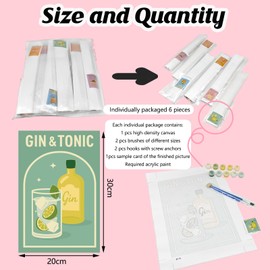 Eroionet Set of 6 Paint by Numbers for Adults - Cocktail Motifs DIY Oil Painting on Canvas with Brushes & Acrylic Paints, Without Frame (20 x 30 cm), Individually Packed, for Home Decoration