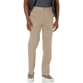 Savane Men's Flat Front Stretch Ultimate Performance Chino Pants with Expandable Waistband (Waist Size 30 - 40 Big & Tall), 34W x 30L, Ultimate Mid Khaki