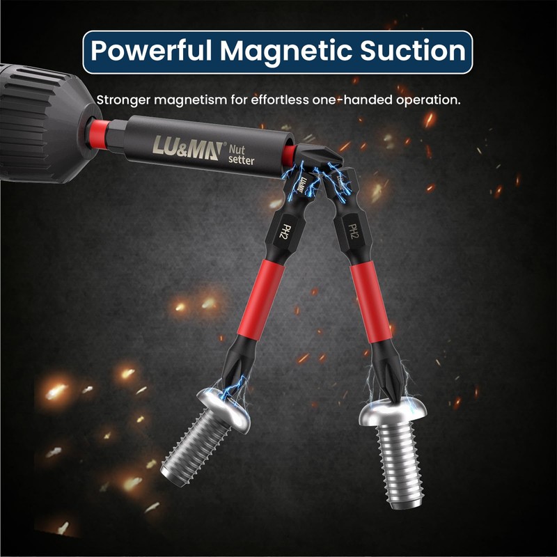 Magnetic Screwdriver Bit Set, S2 Steel Construction, 1/4-Inch Hex Shank,