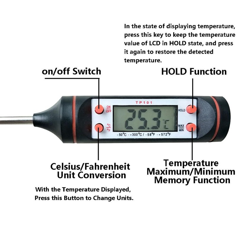Digital Meat Thermometer, Long Probe Instant Read Digital Thermometer, Kitchen