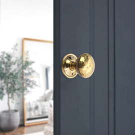 Infinity Decor Pair of Aged Brass Hammered Mushroom Mortice Rim Door Knobs 50mm Handles Set – Ideal for Interior and Exterior use