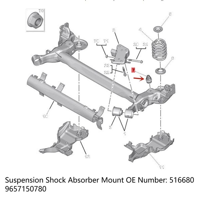 Rubber Rear Suspension Shock Absorber Mount 516680 2pcs Stop Buffer