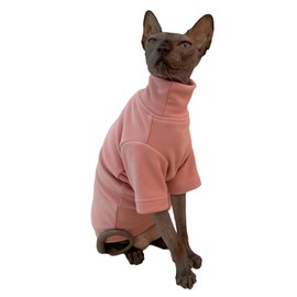 Sphynx Cats Solid Warm Fleece Shirt Cat Turtleneck Undershirt Thermal Hairless Cat Clothes for Sphynx, Devon, Cornish Cat Clothes and Small Kitten and Dogs (Pink, Small)