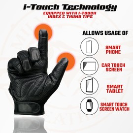 Milwaukee Leather MG7503 Men's Black Leather i-Touch Screen Compatible Mesh Racing Motorcycle Hand Gloves W/Reflector - 2X-Large