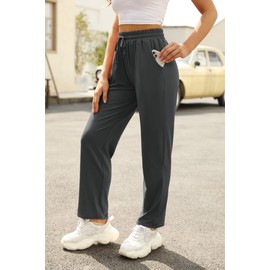 DIBAOLONG Womens Yoga Pants Wide Leg Loose Drawstring Comfy Lounge Workout Sweatpants with Pockets Dark Gray L